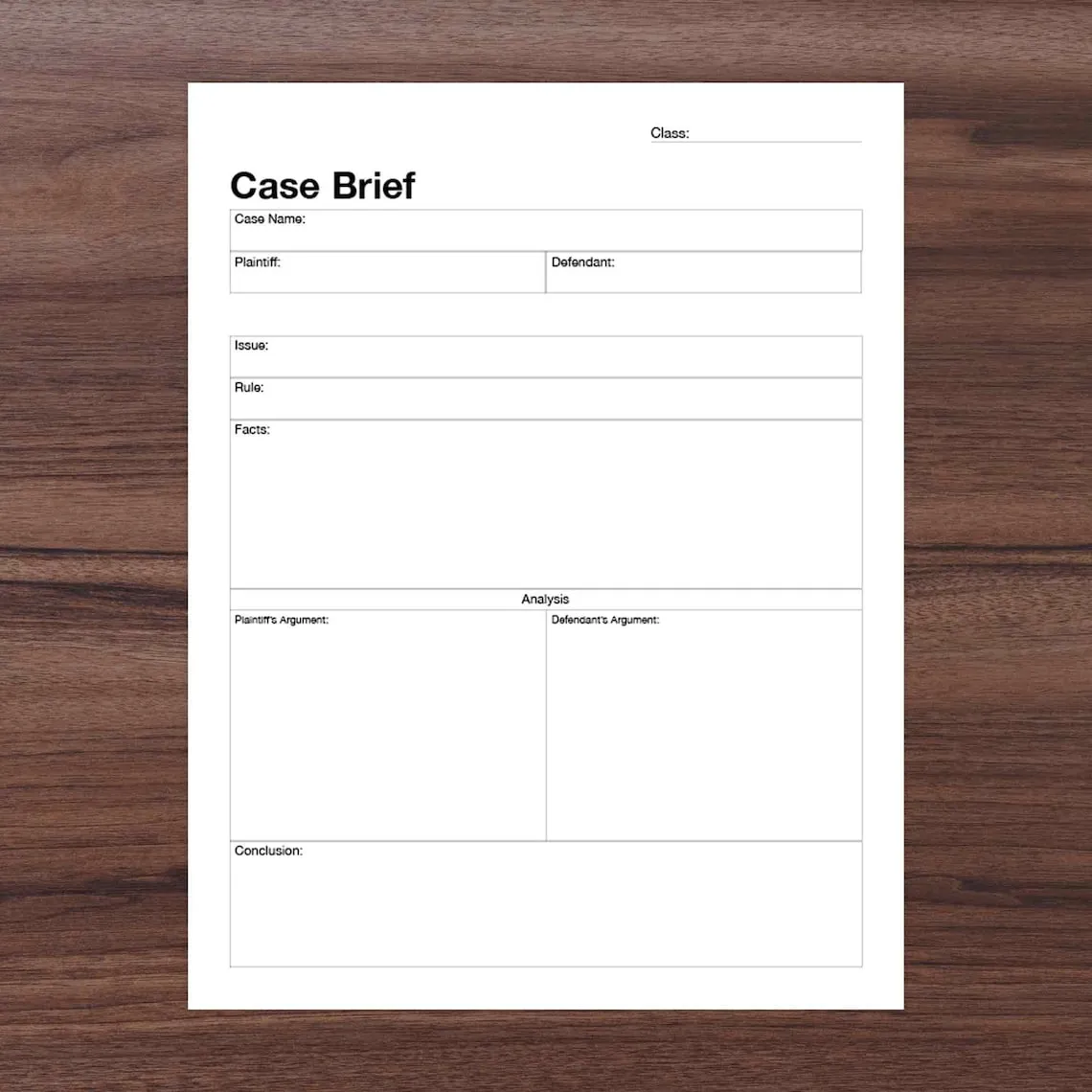 law student case brief template