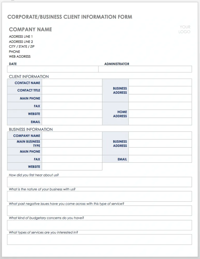 new company information form template