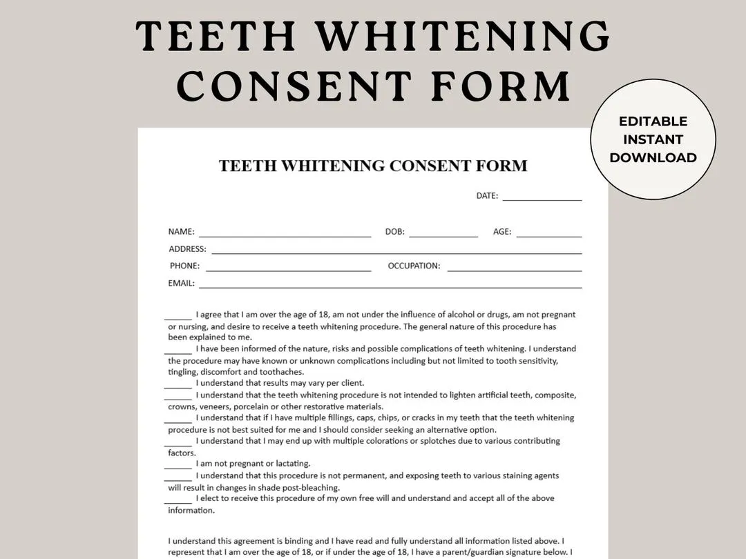 teeth whitening consent form template