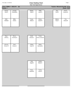 Blank Classroom Table Seating Chart Template Excel Sample