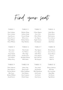 Blank Wedding Ceremony Seating Chart Template