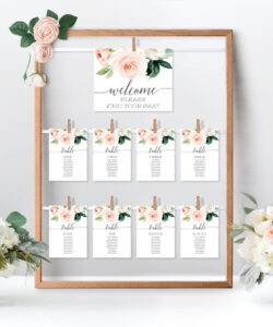 Blank Wedding Reception Seating Chart Template  Sample