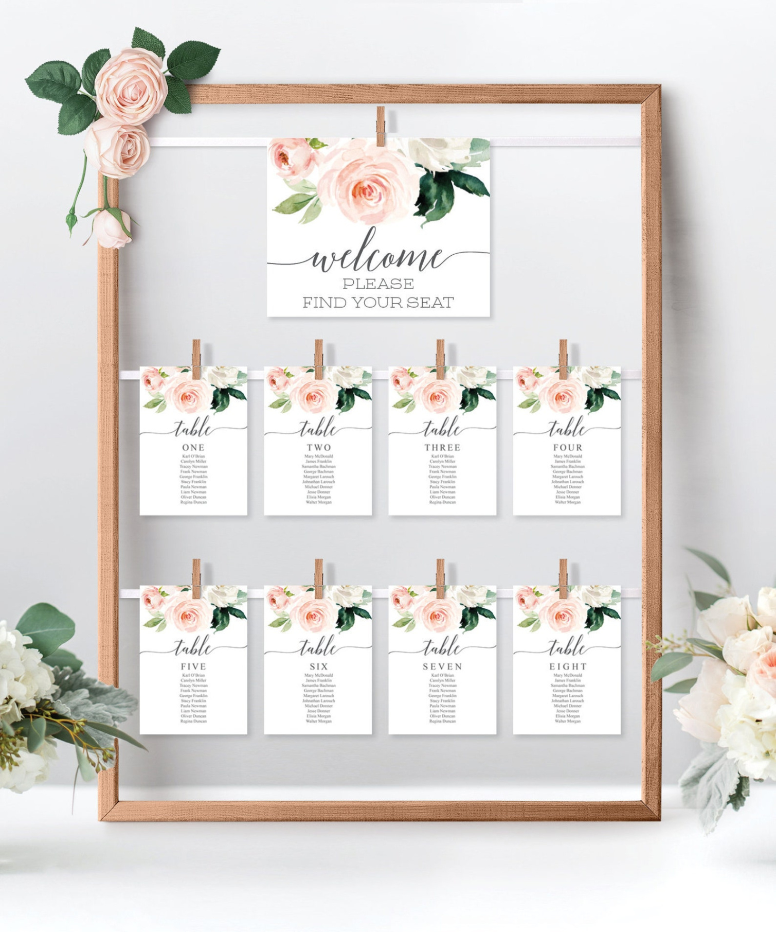 Blank Wedding Reception Seating Chart Template  Sample