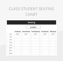 Custom Classroom Table Seating Chart Template Doc Sample