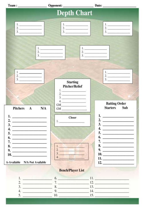 Custom Special Teams Depth Chart Template Excel