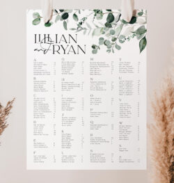 Free Custom Alphabetical Wedding Seating Chart Template