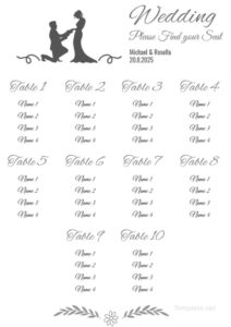 Free Custom Banquet Table Seating Chart Template Excel