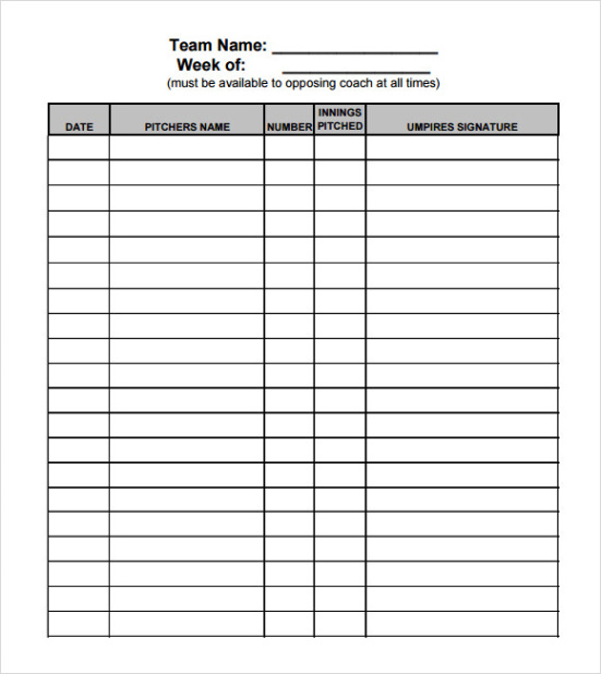 Free Editable Baseball Field Depth Chart Template Word Sample