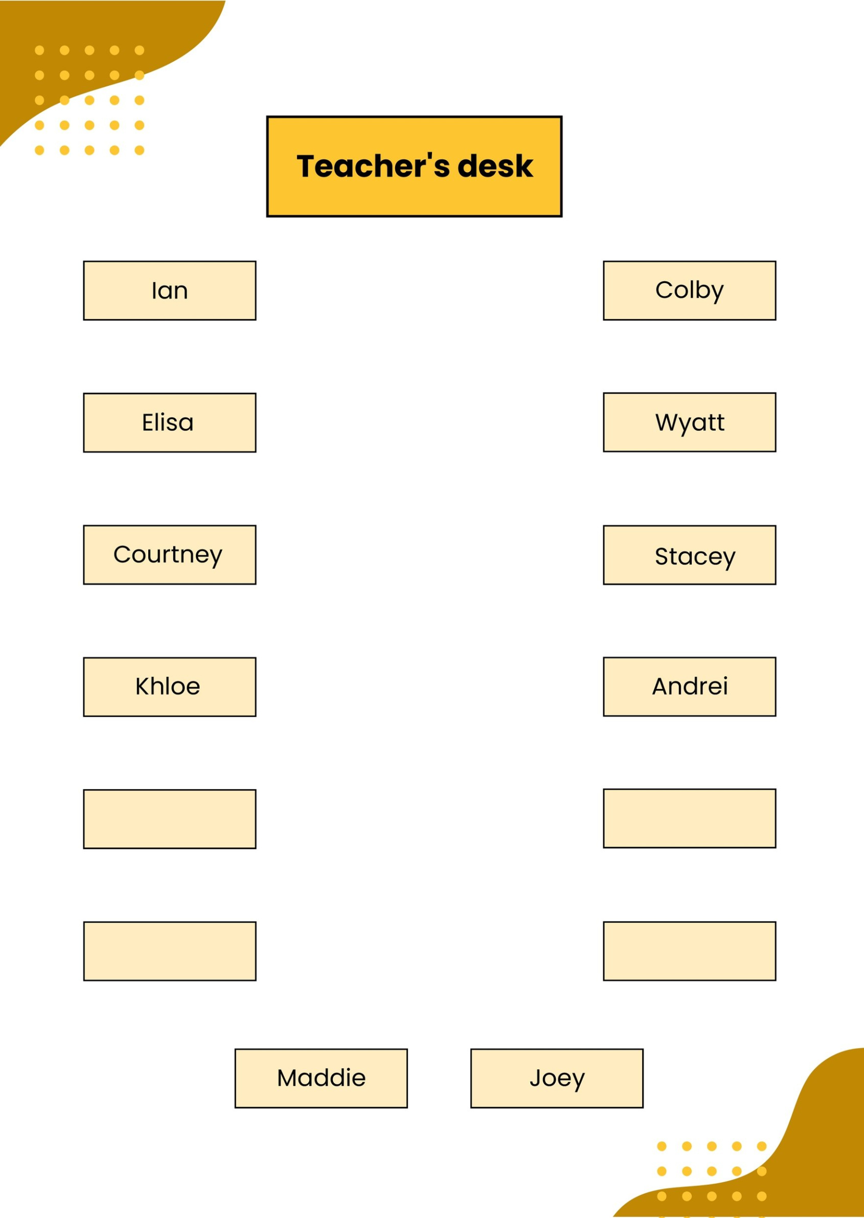 Free Editable Computer Lab Seating Chart Template  Sample