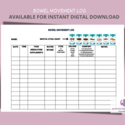 Free Printable Daily Bowel Movement Chart Template Excel Sample