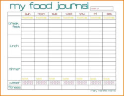 Free Printable Daily Food Intake Chart Template Doc Sample