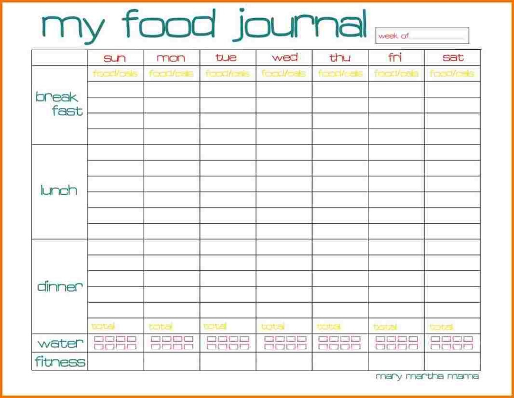 Free Printable Daily Food Intake Chart Template Doc Sample