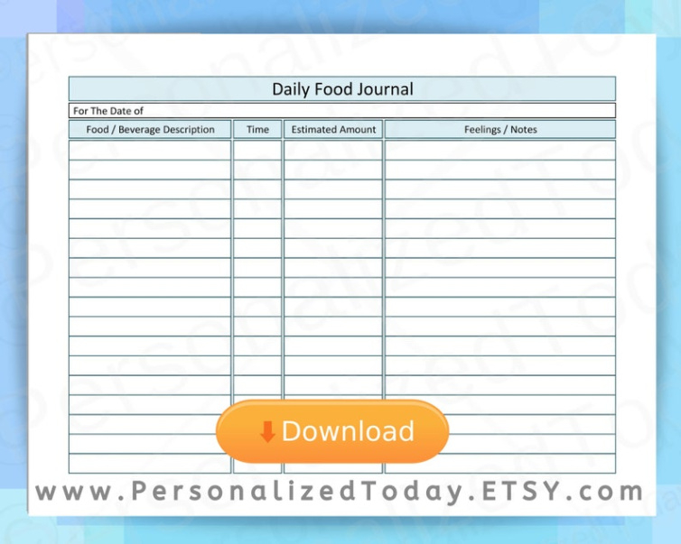 Free Printable Daily Food Intake Chart Template Pdf