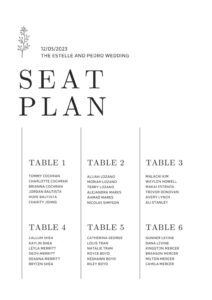 Free Printable Easy Wedding Seating Chart Template Word