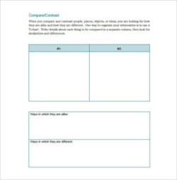 Printable Compare And Contrast Chart Template Excel