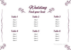 Printable Easy Wedding Seating Chart Template Excel