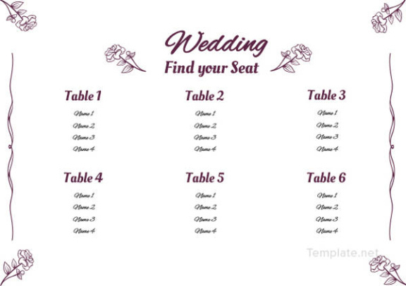 Printable Easy Wedding Seating Chart Template Excel