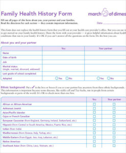 Printable Family Medical History Chart Template Word