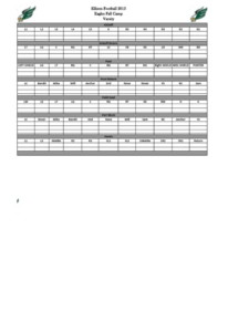 Printable Youth Football Depth Chart Template Doc Sample