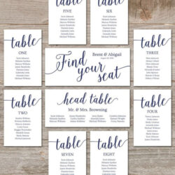 Wedding Reception Seating Chart Template Pdf Sample