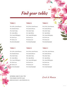 Blank 20 Table Seating Chart Template Doc