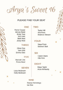 Custom Dinner Table Seating Chart Template Word