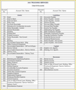 Editable Basic Chart Of Accounts Template Word