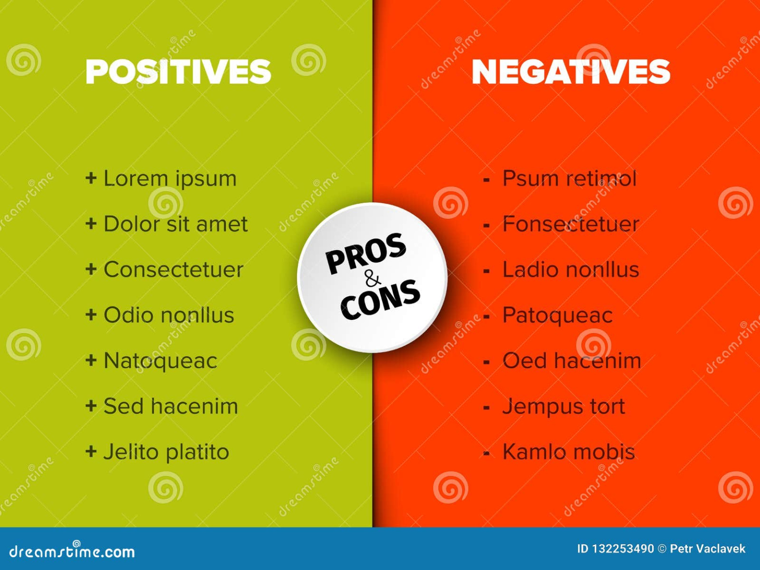 Editable Pros And Cons Chart Template  Sample