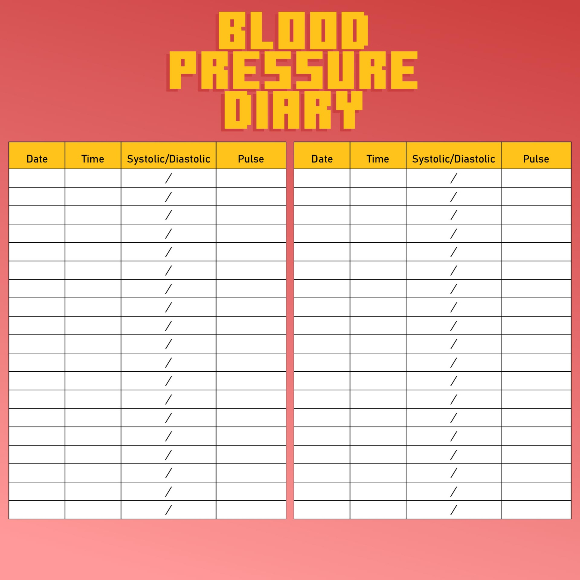 Free  Blood Pressure Monitoring Chart Template