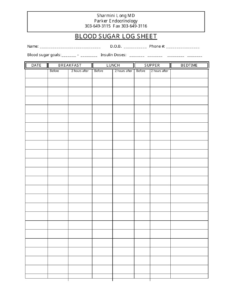 Free Editable Blood Glucose Monitoring Chart Template Pdf Sample