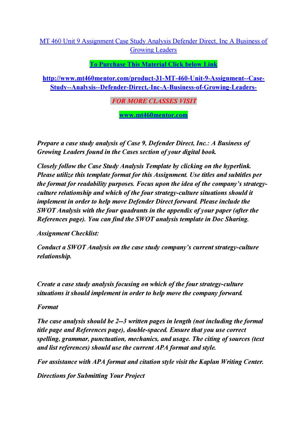 Case study analysis template apa