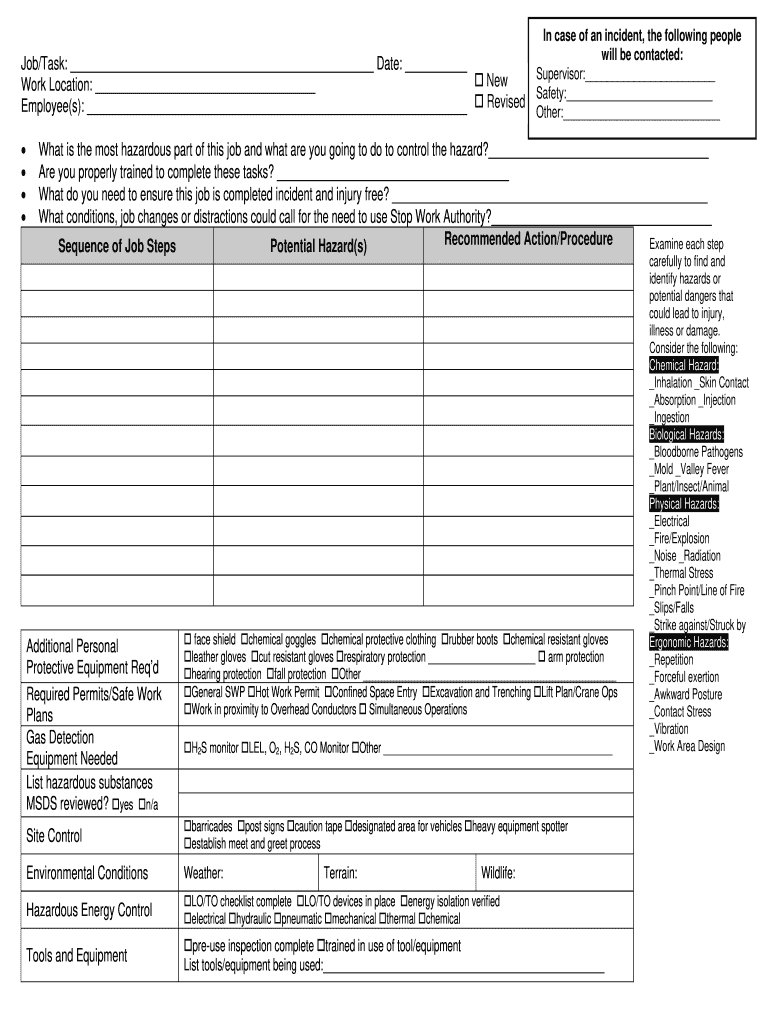 Job Safety Analysis Template PDF