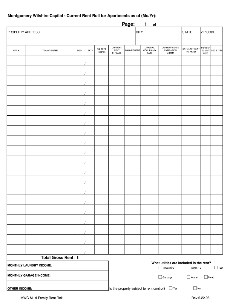 Rent Roll Analysis Template Excel