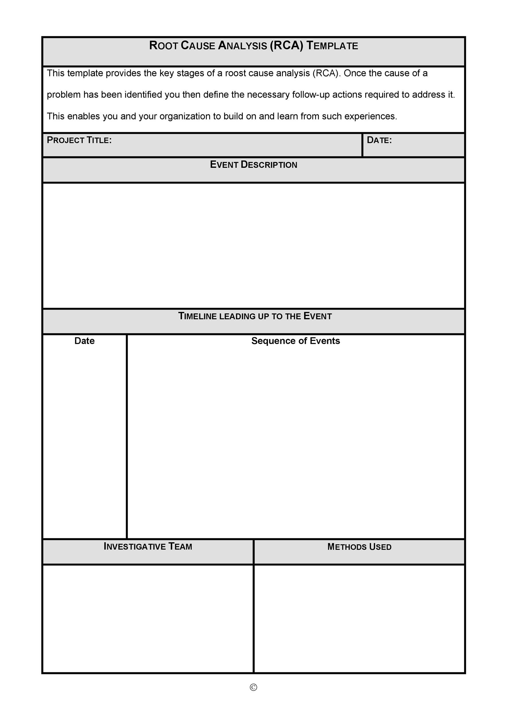 Root Cause Analysis Document Template Word