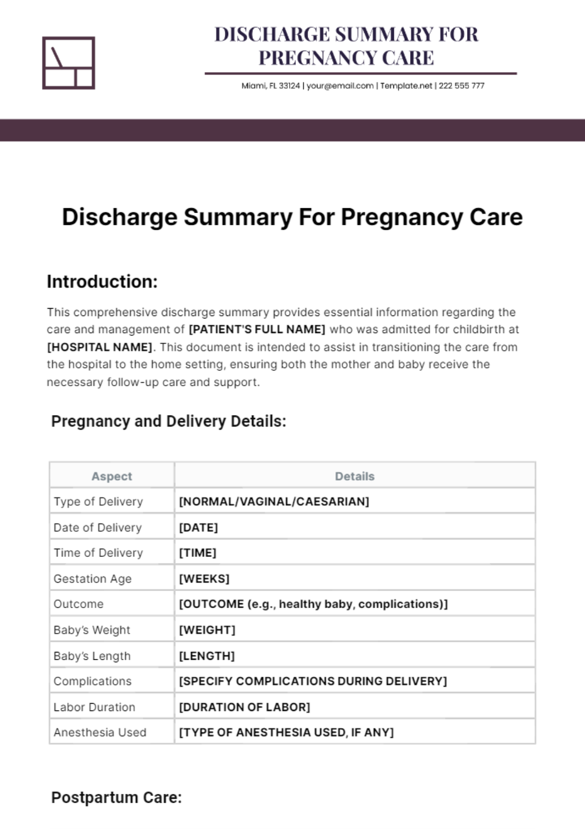 After Visit Summary Pregnancy Template After Visit Summary Pregnancy Template