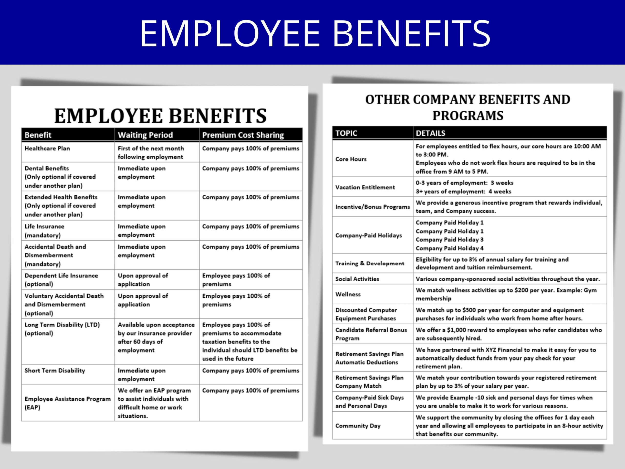 Employee Benefits Summary Sheet Template