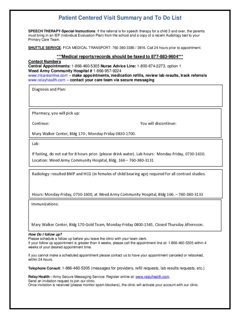 Epic After Visit Summary Template Epic After Visit Summary Template