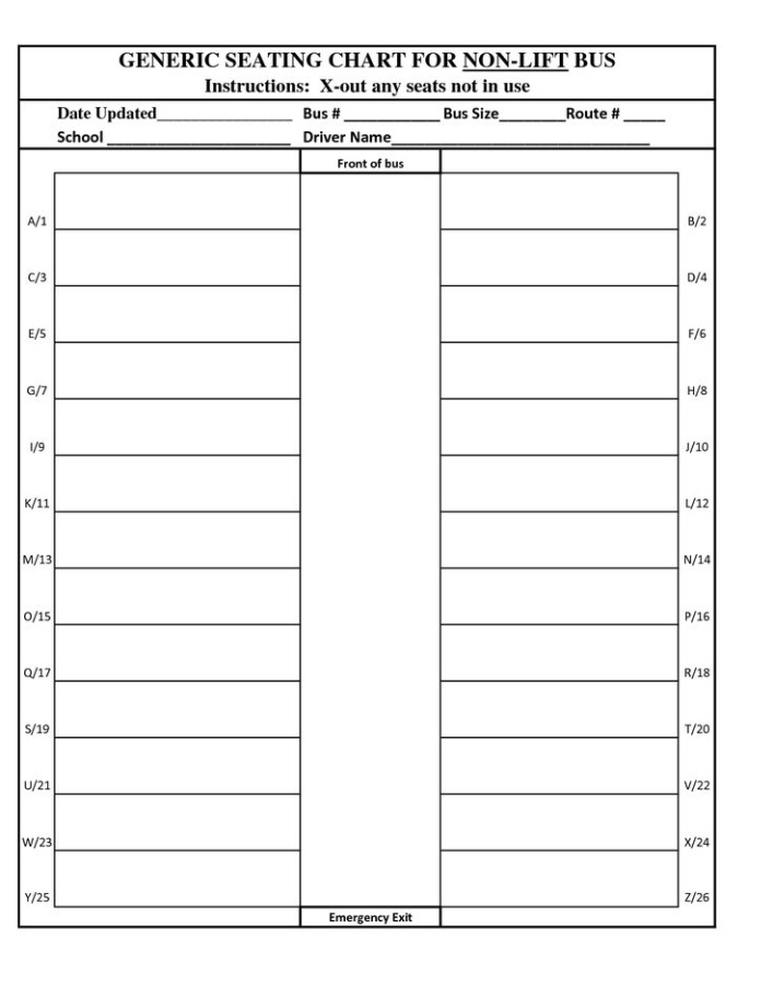 Blank 56 Passenger Bus Seating Chart Template Excel Sample