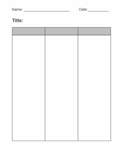 Editable 3 Column T Chart Template Excel