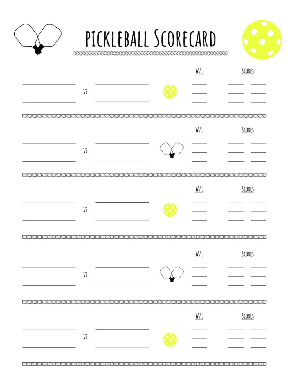 Editable Pickleball Round Robin Charts Template  Sample