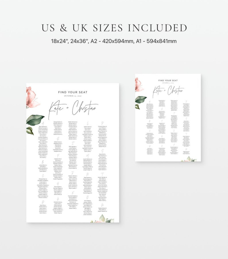 Editable Wedding Guest Seating Chart Template Doc