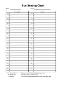 Free Blank School Bus Seating Chart Template  Sample