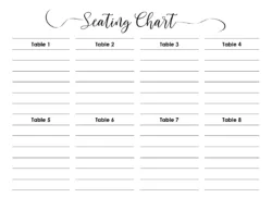 Free Blank Wedding Guest Seating Chart Template Doc