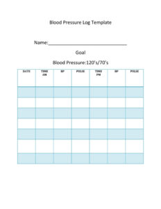 Free  Blood Pressure Tracking Chart Template  Sample