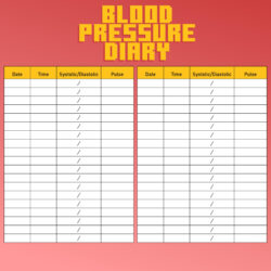 Free Editable Blood Pressure Tracking Chart Template