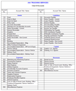 Free Editable Personal Chart Of Accounts Template Doc