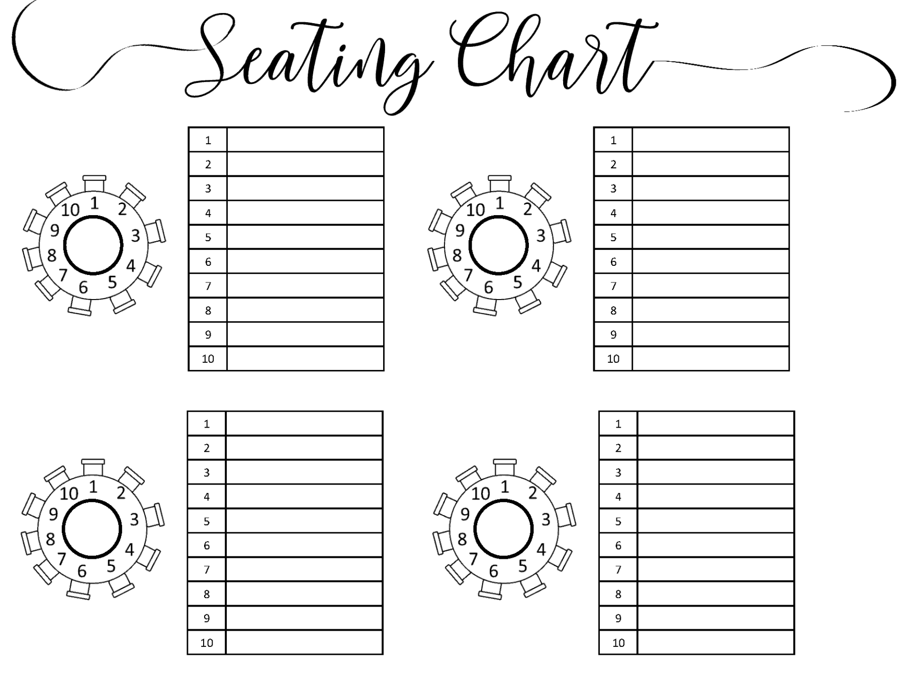 Free Editable Restaurant Table Seating Chart Template  Sample