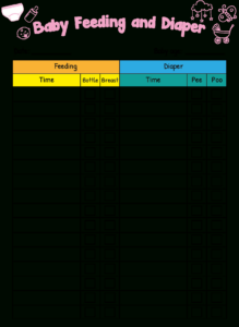 Free  Nursery Nappy Changing Chart Template Doc