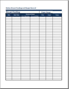 Free  Nursery Nappy Changing Chart Template Pdf Sample