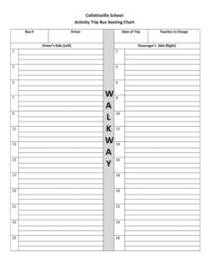 Free Printable 56 Passenger Bus Seating Chart Template Pdf Sample